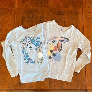 Kids Bunny Print Long Sleeve Shirts - Blue & Gray